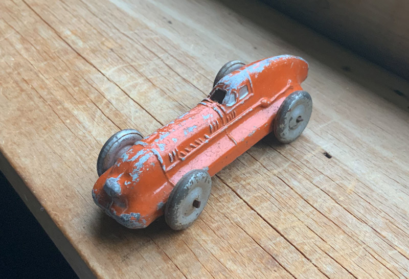 New Zealand made Tink-E toys lead racing car toy dating from circa 1948